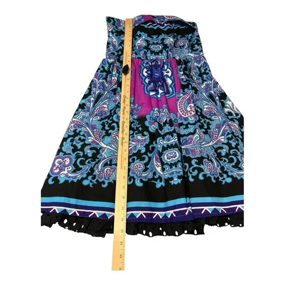 Rubber‎ Ducky Productions Y2K Western Boho Strapless Paisley Print Mini Dress M - Picture 7 of 7